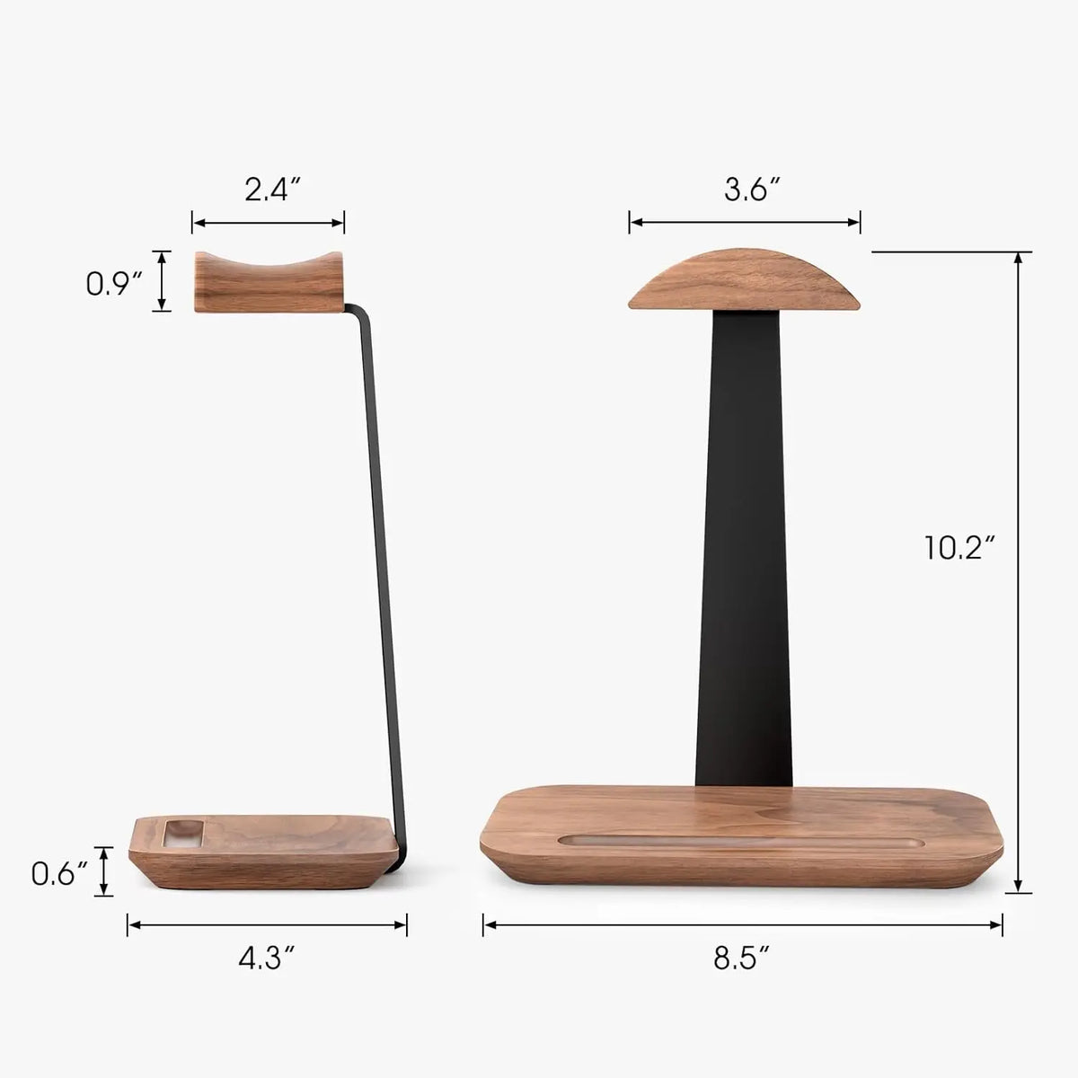 Wood Headphone Stand with Storage Base