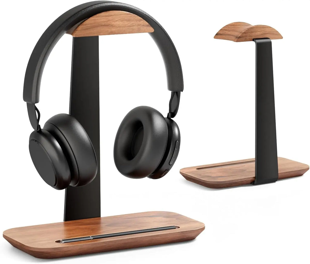 Wood Headphone Stand with Storage Base