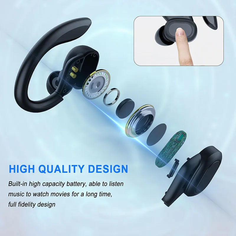 VV2 Wireless Earbuds with Ear Hooks & Microphone